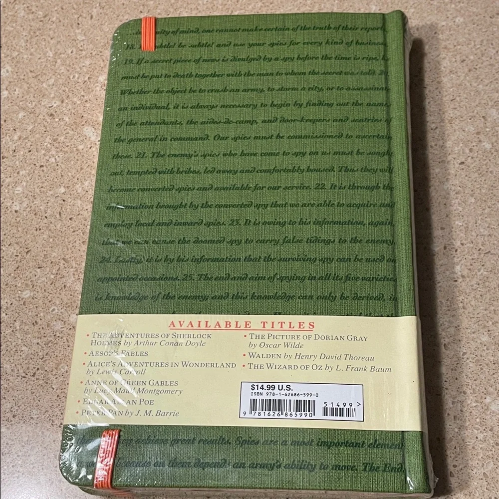 The Art of War by Sun Tzu-Novel Journal — Green Cover with Orange Elastic
